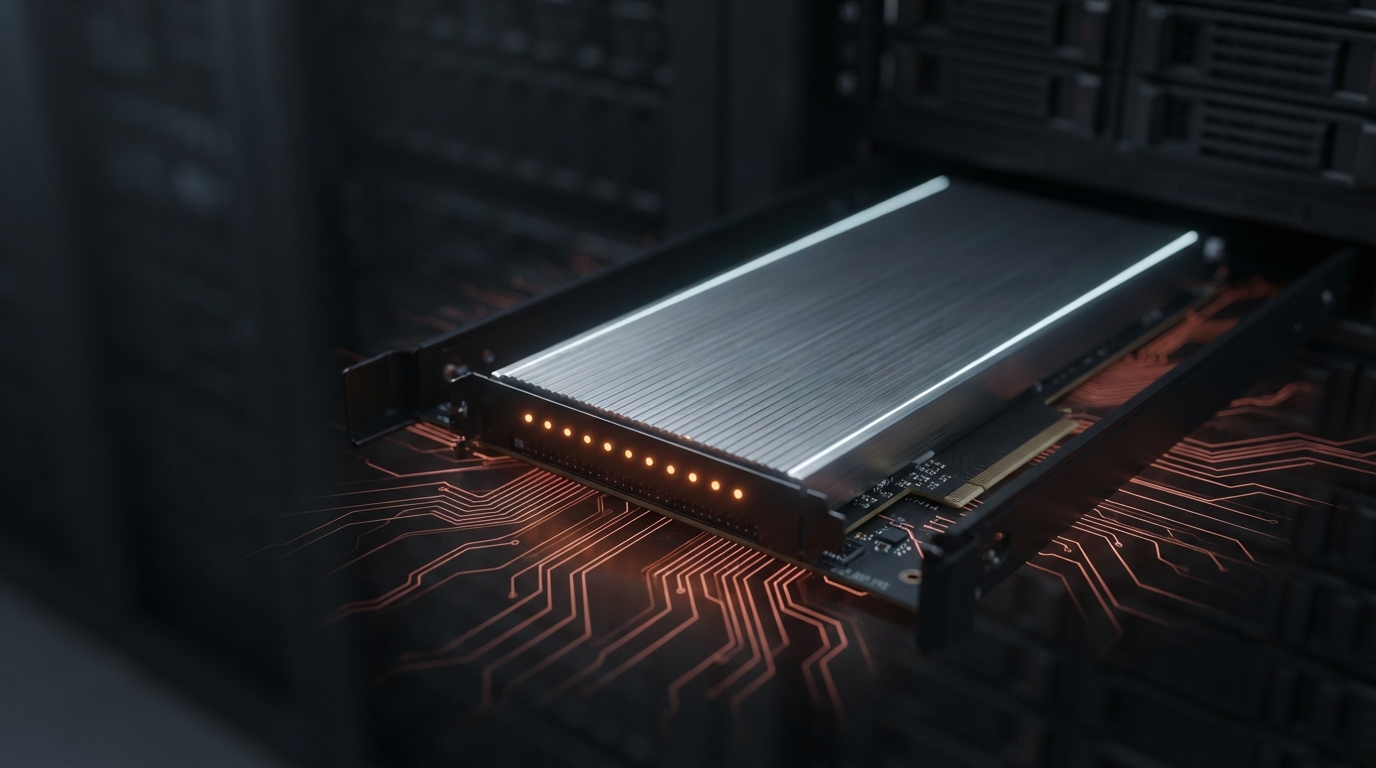 AMD 어드밴싱AI 2026 하드웨어 개념 이미지 — 서버 내 AI 가속기 칩
